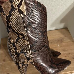 INC International Concepts Snake Print Heeled Boots